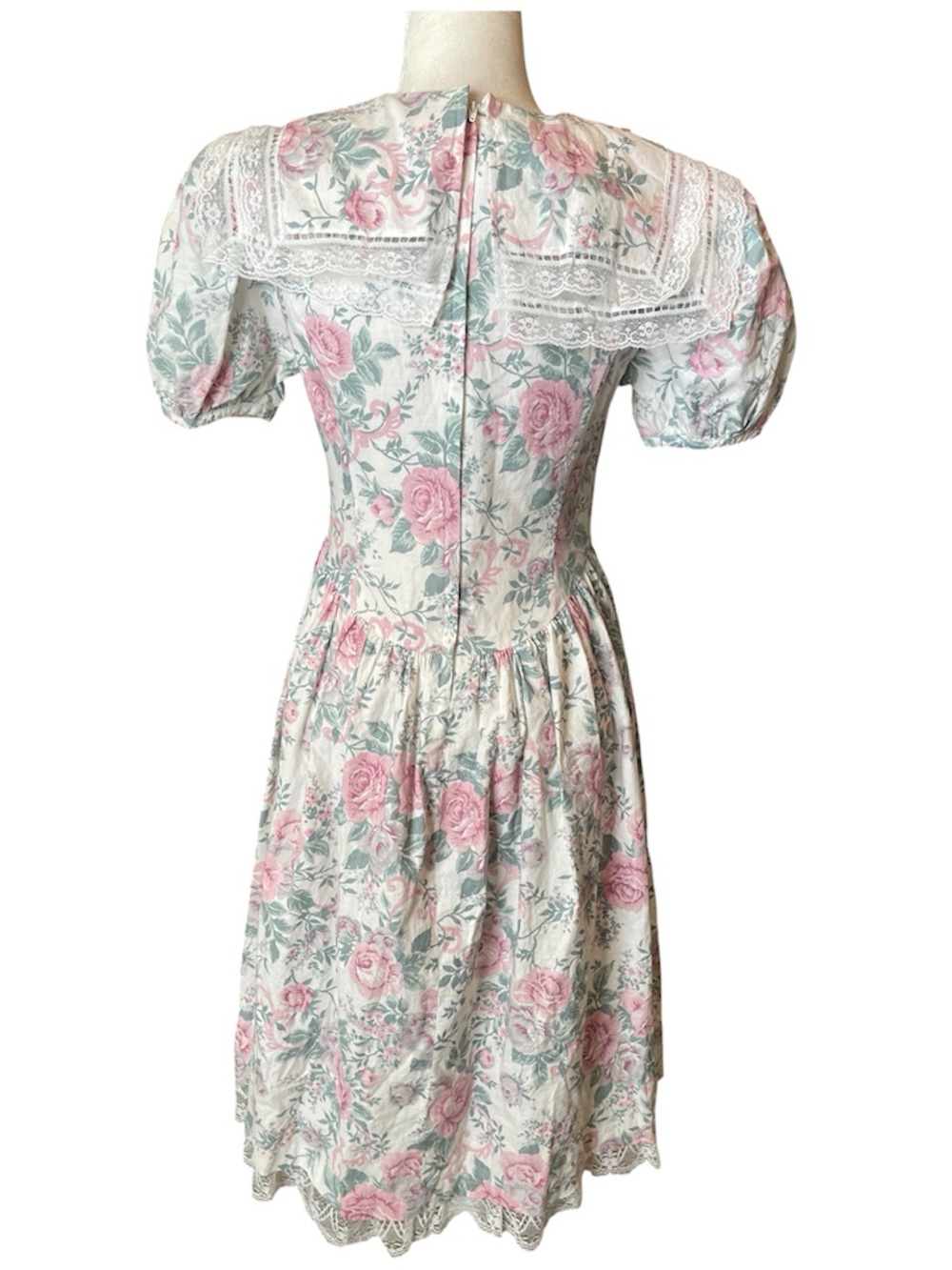 Vintage Jessica McClintock  Gunne Sax Cottage Core Floral Lace Dress Size 12 - Picture 2 of 10